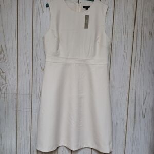 J Crew Ivory/Cream Lined 100% Wool Sleeveless Dress 2-Way Stretch A-Line NWT 16